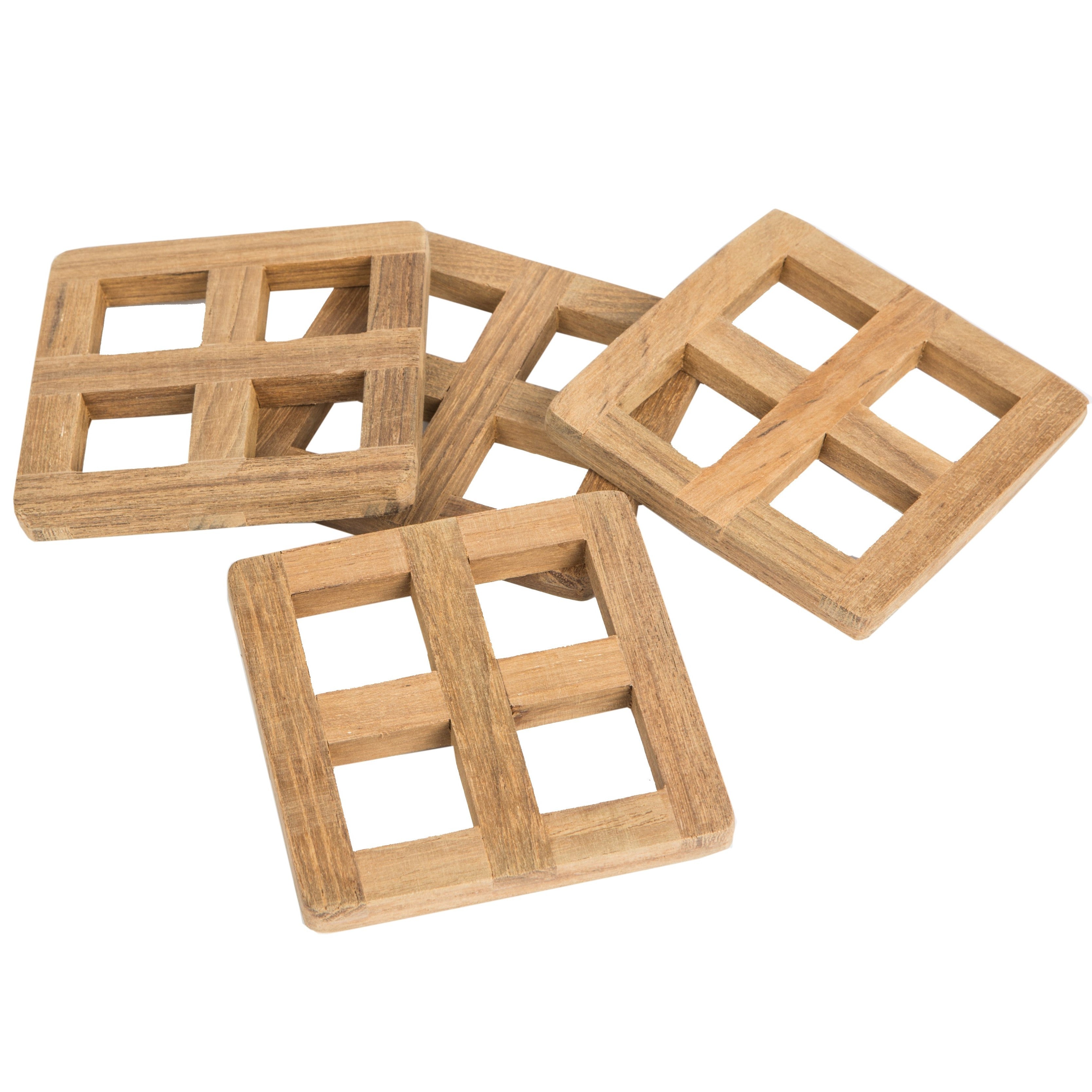 set of four 3.00 " Square Wood Coaster - Kitchen & Dining