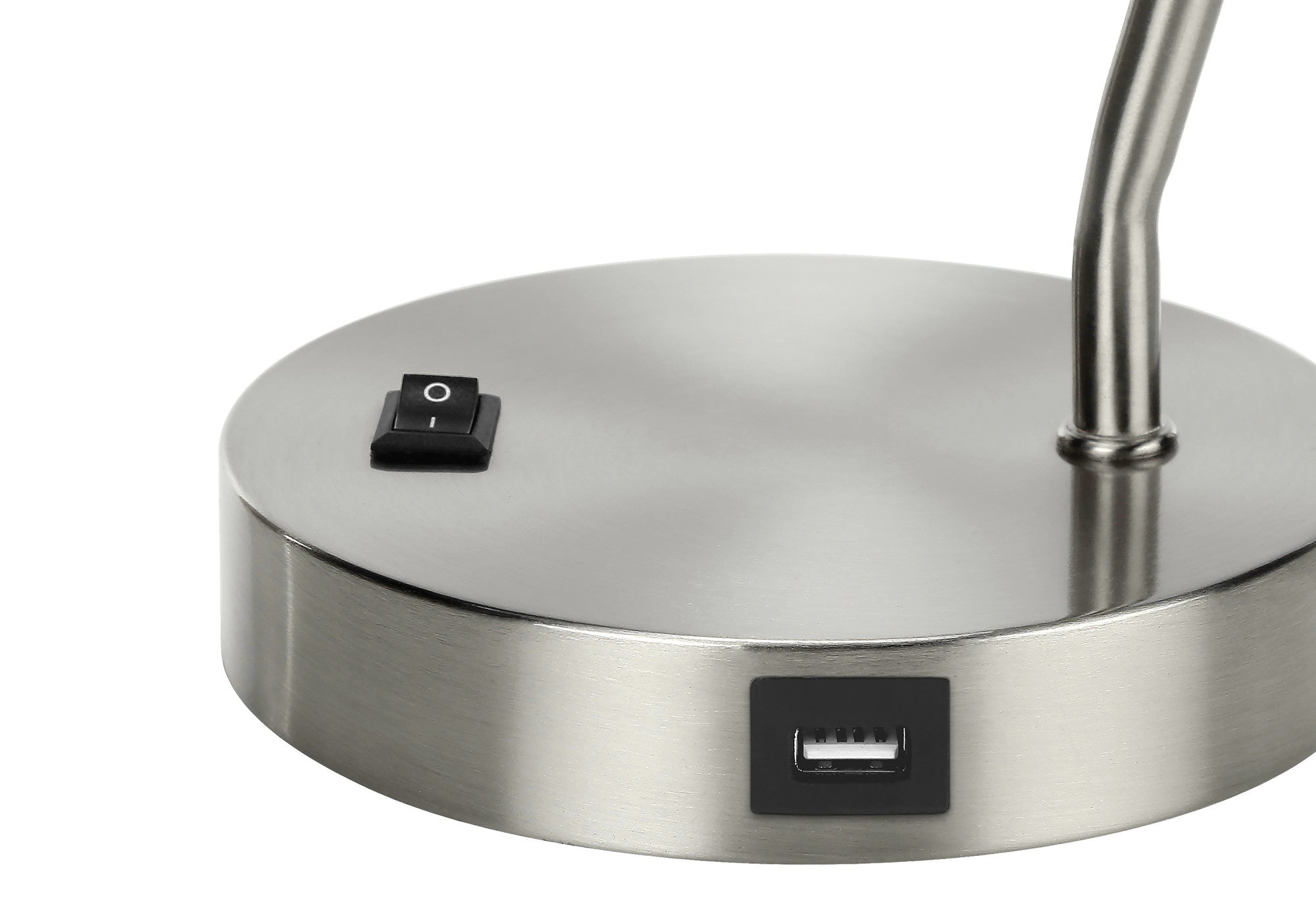 17" Nickel Metal Round USB Table Lamp With Nickel Dome Shade - Lighting