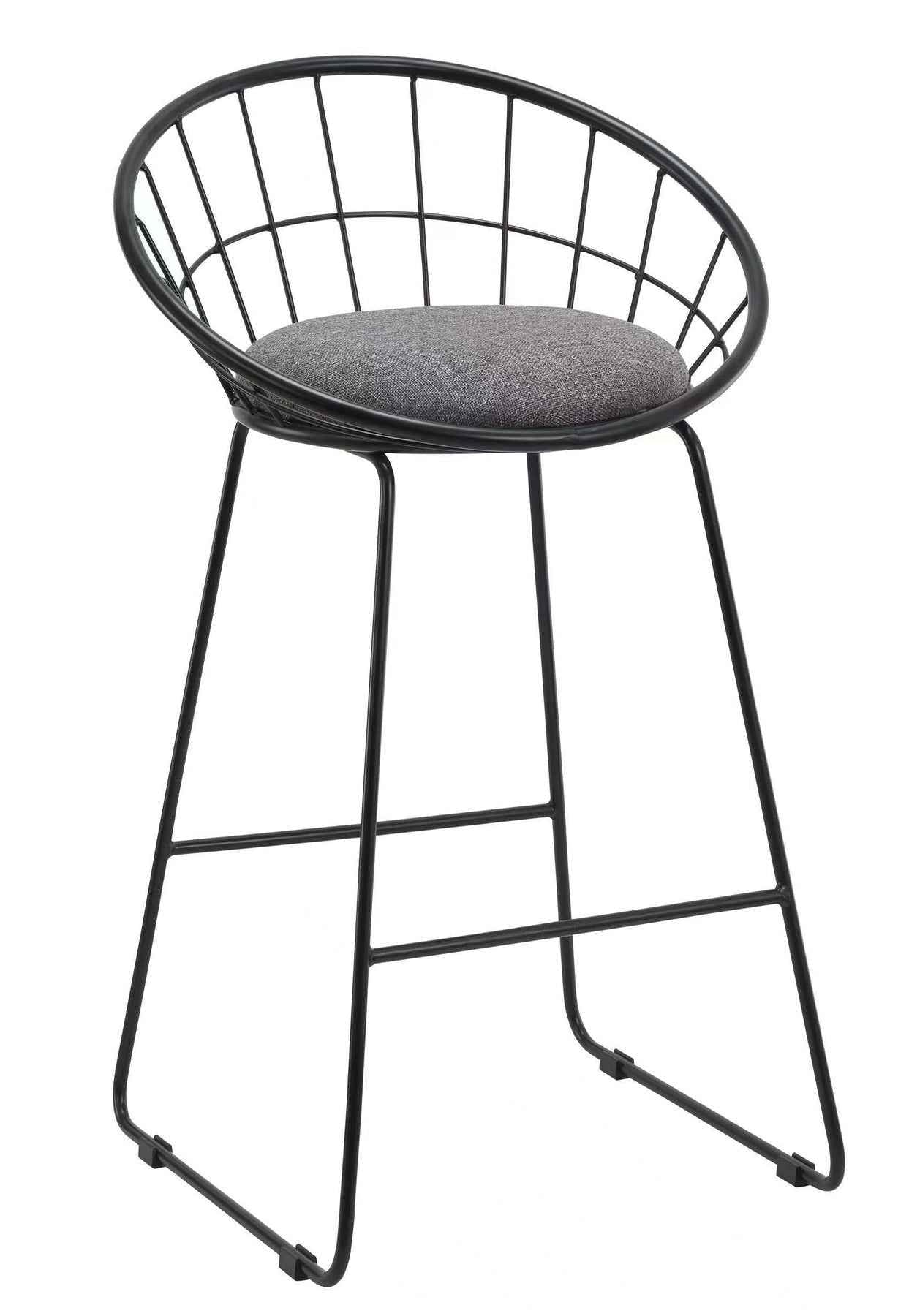 Set of Two 26" Gray and Black Fabric and Metal Low Back Counter Height Bar Chairs