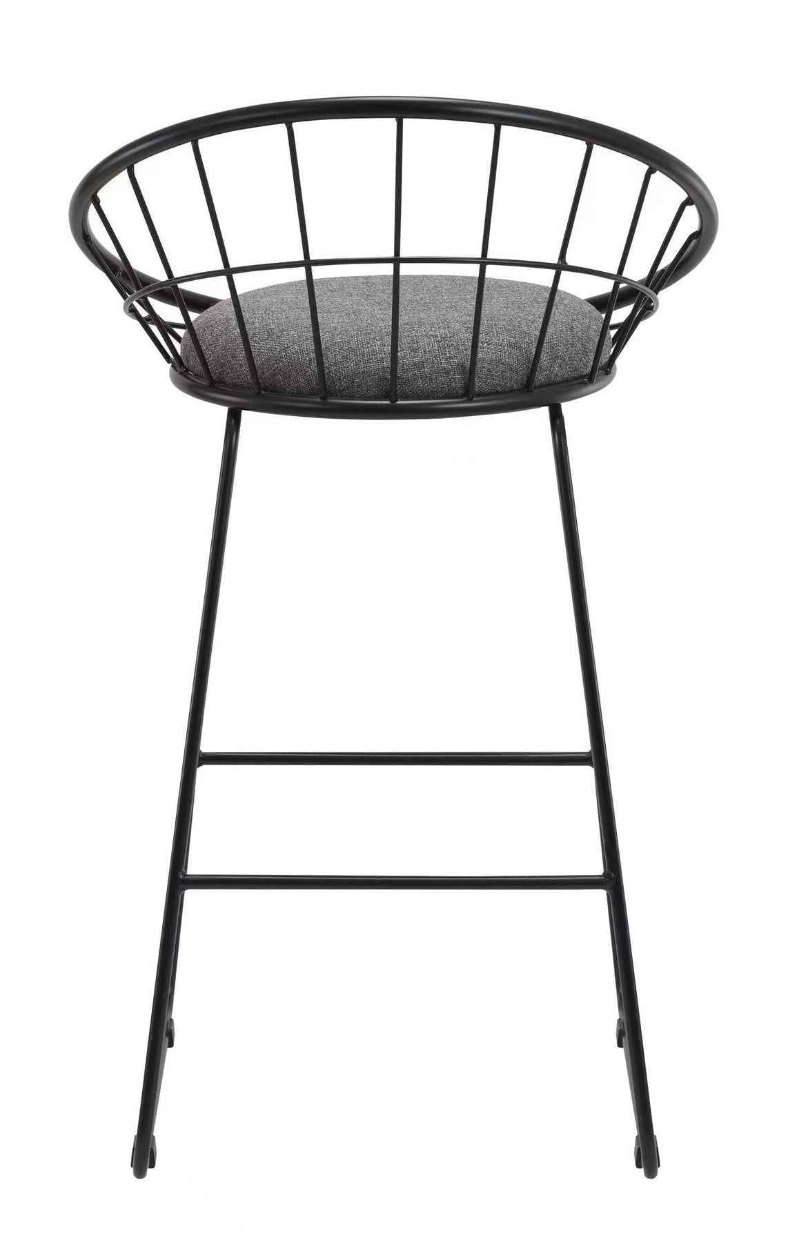 Set of Two 26" Gray and Black Fabric and Metal Low Back Counter Height Bar Chairs