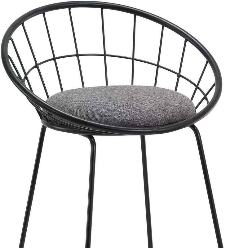 Set of Two 26" Gray and Black Fabric and Metal Low Back Counter Height Bar Chairs