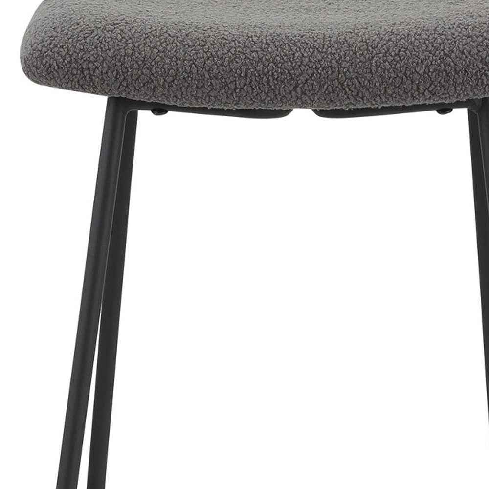 Set of Two 26" Gray and Black Fabric and Metal Backless Counter Height Bar Chairs