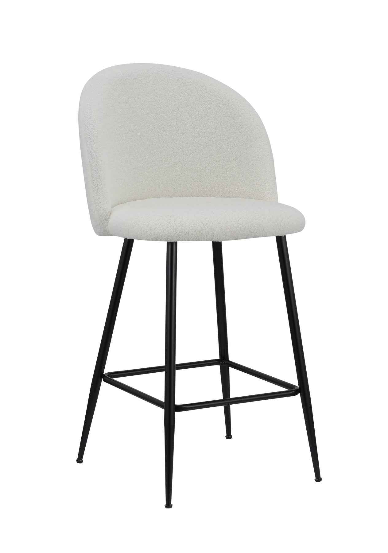 Set of Two 26" White and Black Fabric and Metal Low Back Counter Height Bar Chairs