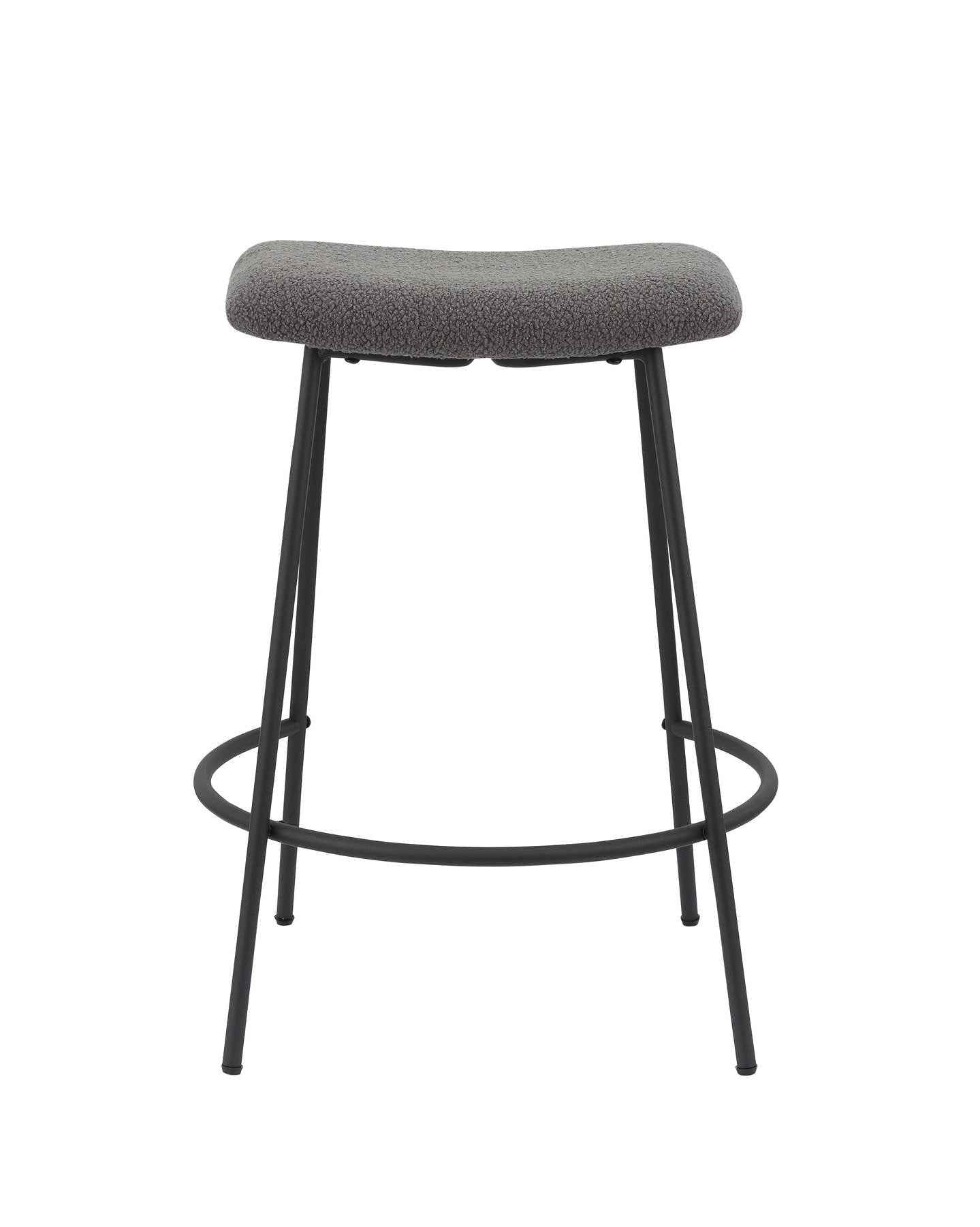 Set of Two 26" Gray and Black Fabric and Metal Backless Counter Height Bar Chairs