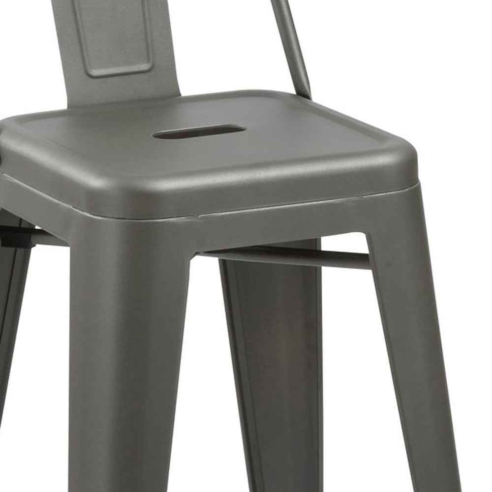 Set of Four 26" Gray Steel and Metal Low Back Counter Height Bar Chairs