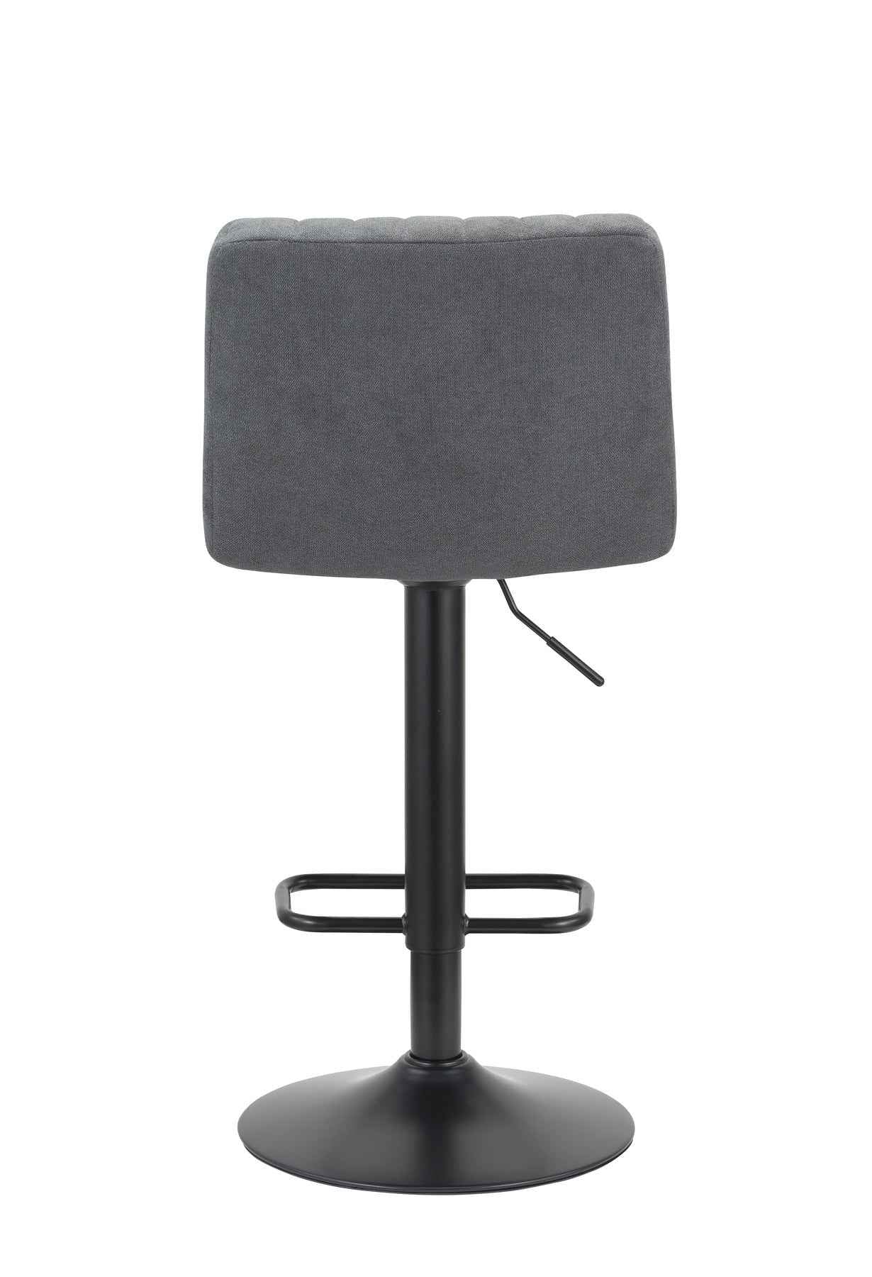 Set of Two Gray and Black Fabric and Metal Low Back Adjustable Height Bar Chairs