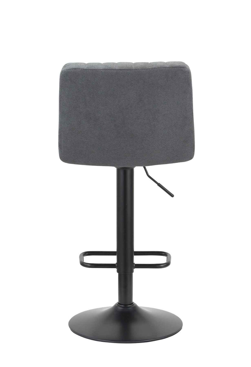 Set of Two Gray and Black Fabric and Metal Low Back Adjustable Height Bar Chairs