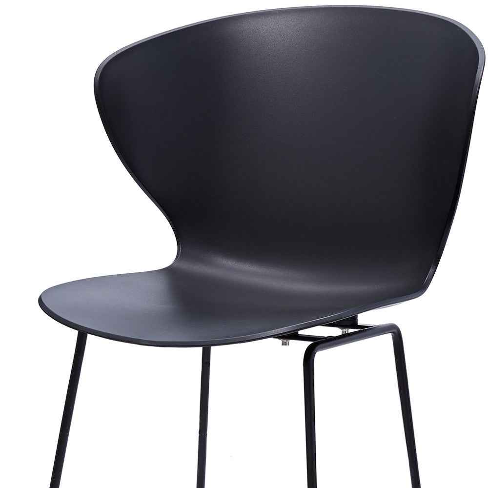 Set of Two 26" Black Heavy Duty Plastic and Metal Low Back Counter Height Bar Chairs