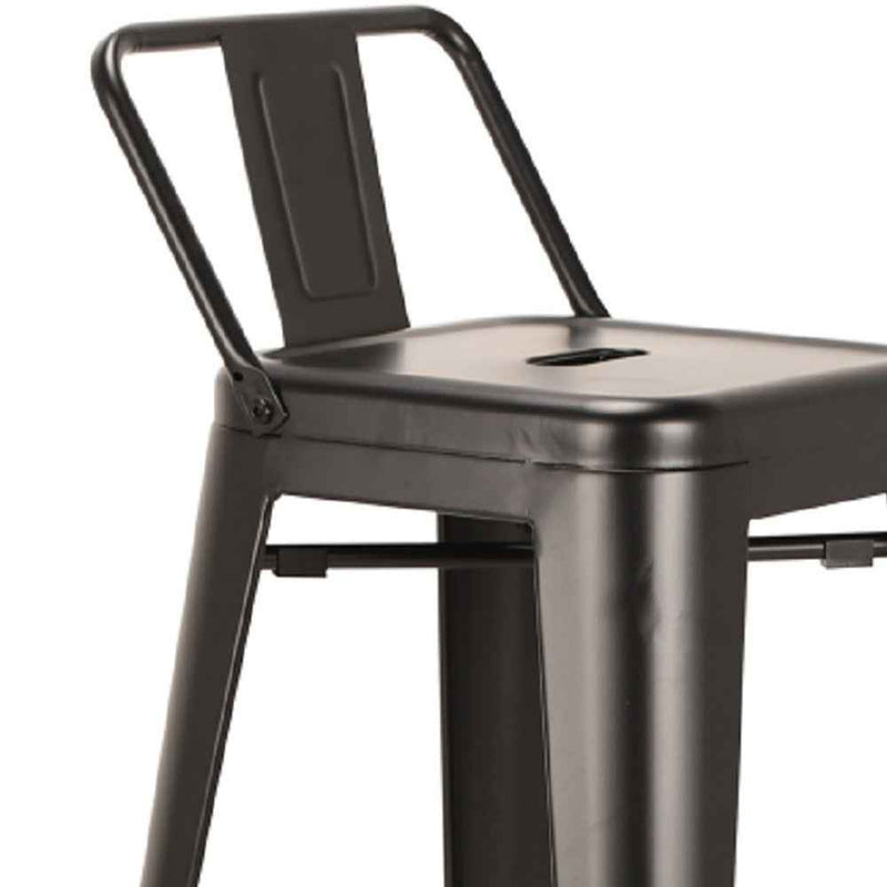 Set of Four 26" Black Steel and Metal Low Back Counter Height Bar Chairs