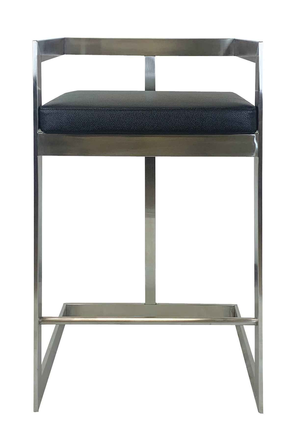 26" Black and Silver Faux Leather and Metal Low Back Counter Height Bar Chair