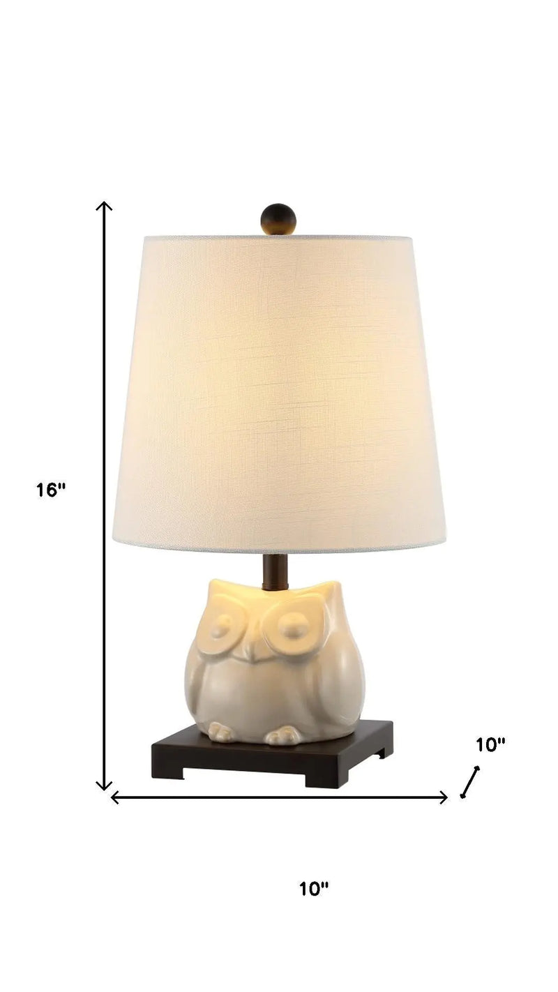 16" Antiqued Bronze Novelty Bedside Lamp With Empire Shade Homeroots Lighting