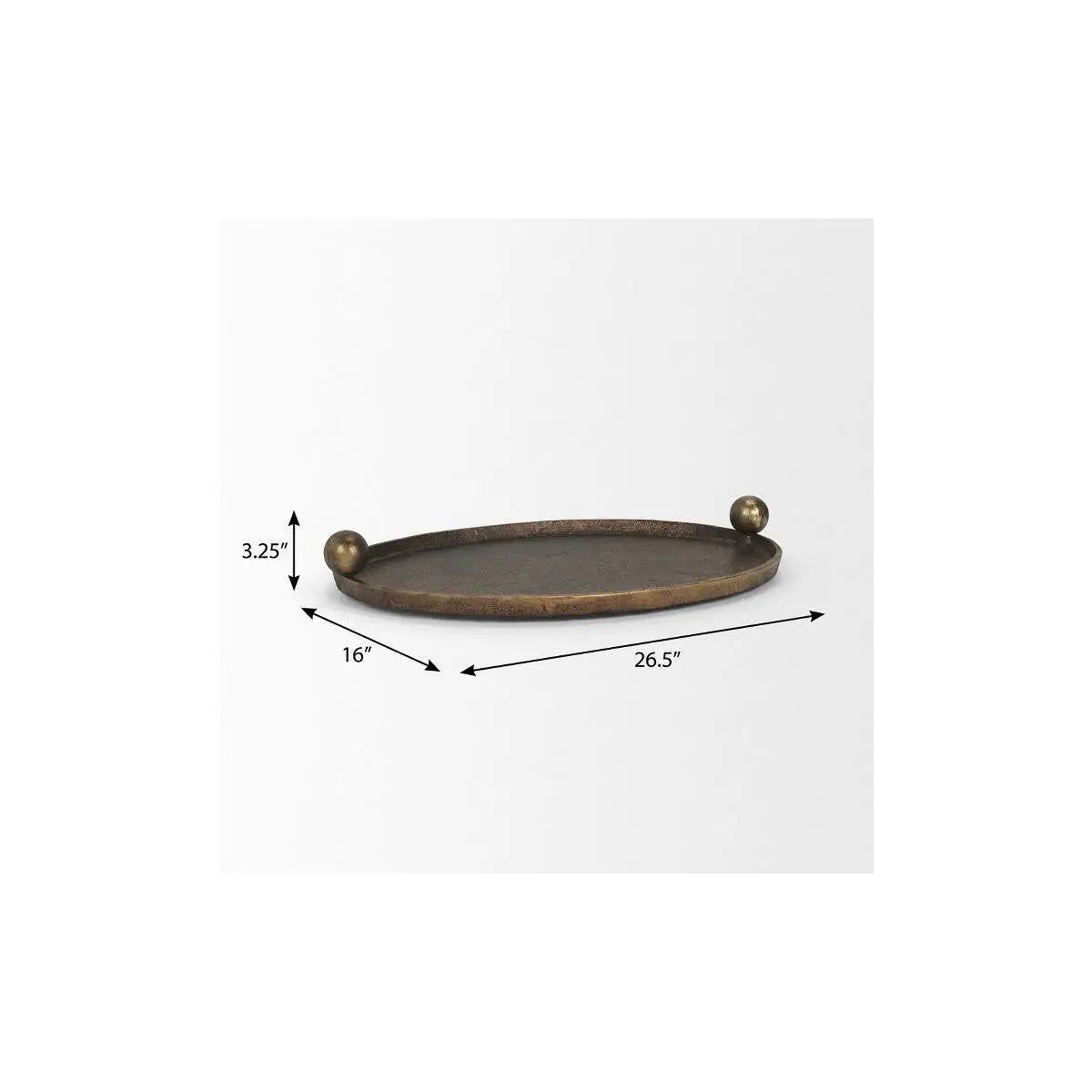 16" Antiqued Gold Aluminum Handmade Oval Vanity Tray With Handles Homeroots Kitchen & Dining