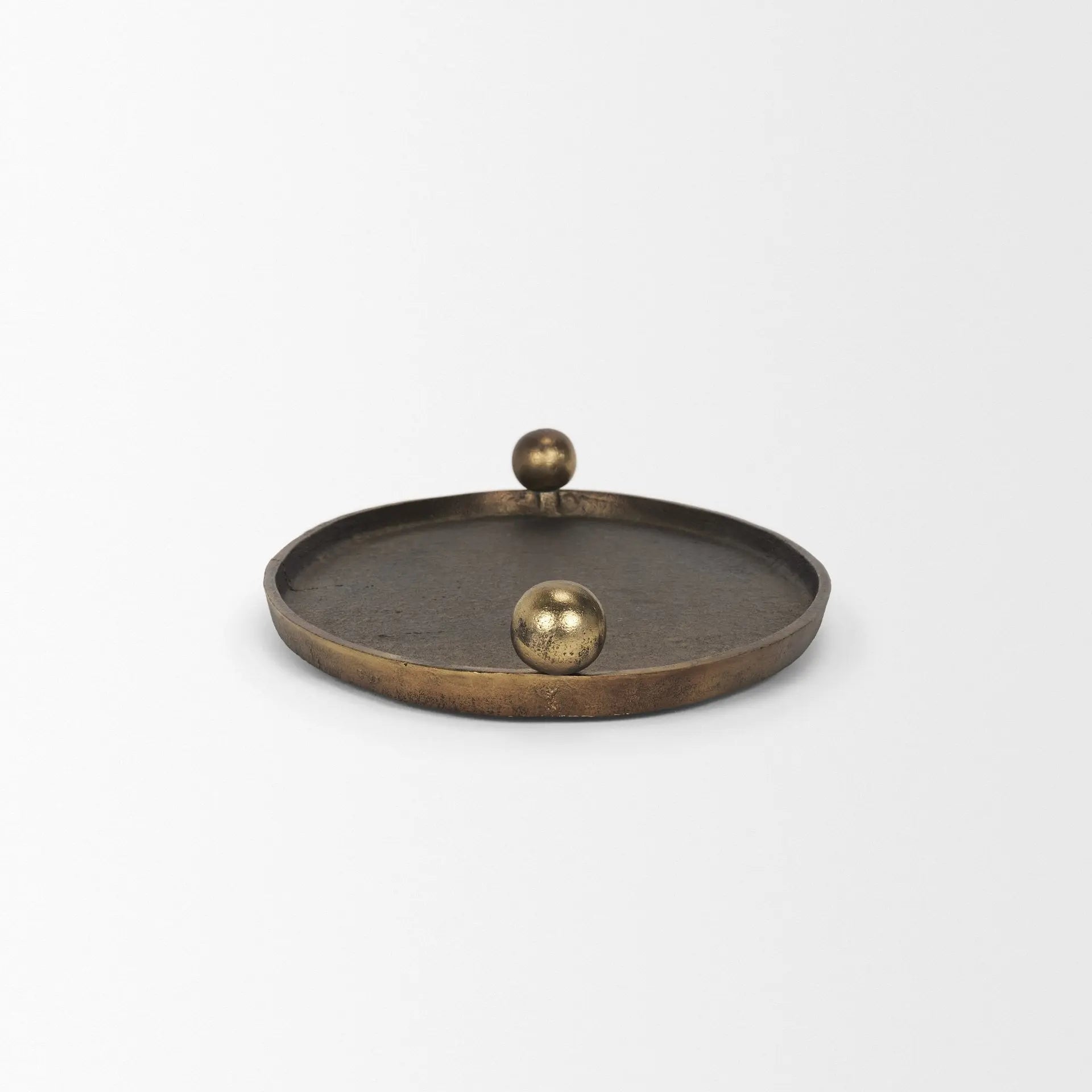 16" Antiqued Gold Aluminum Handmade Oval Vanity Tray With Handles Homeroots Kitchen & Dining