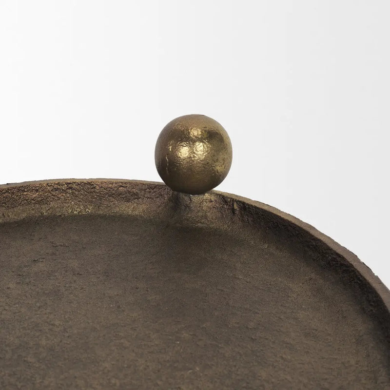 16" Antiqued Gold Aluminum Handmade Oval Vanity Tray With Handles Homeroots Kitchen & Dining