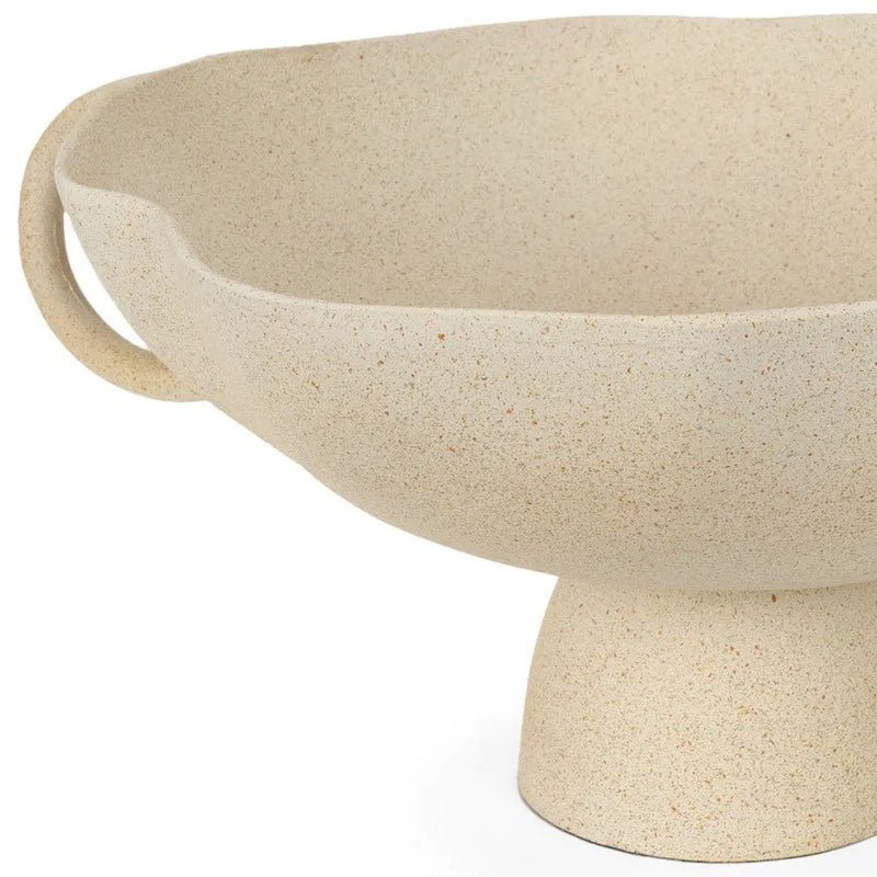 16" Beige Cast Aluminum Round Pedestal Centerpiece Bowl With Handles Homeroots Kitchen & Dining