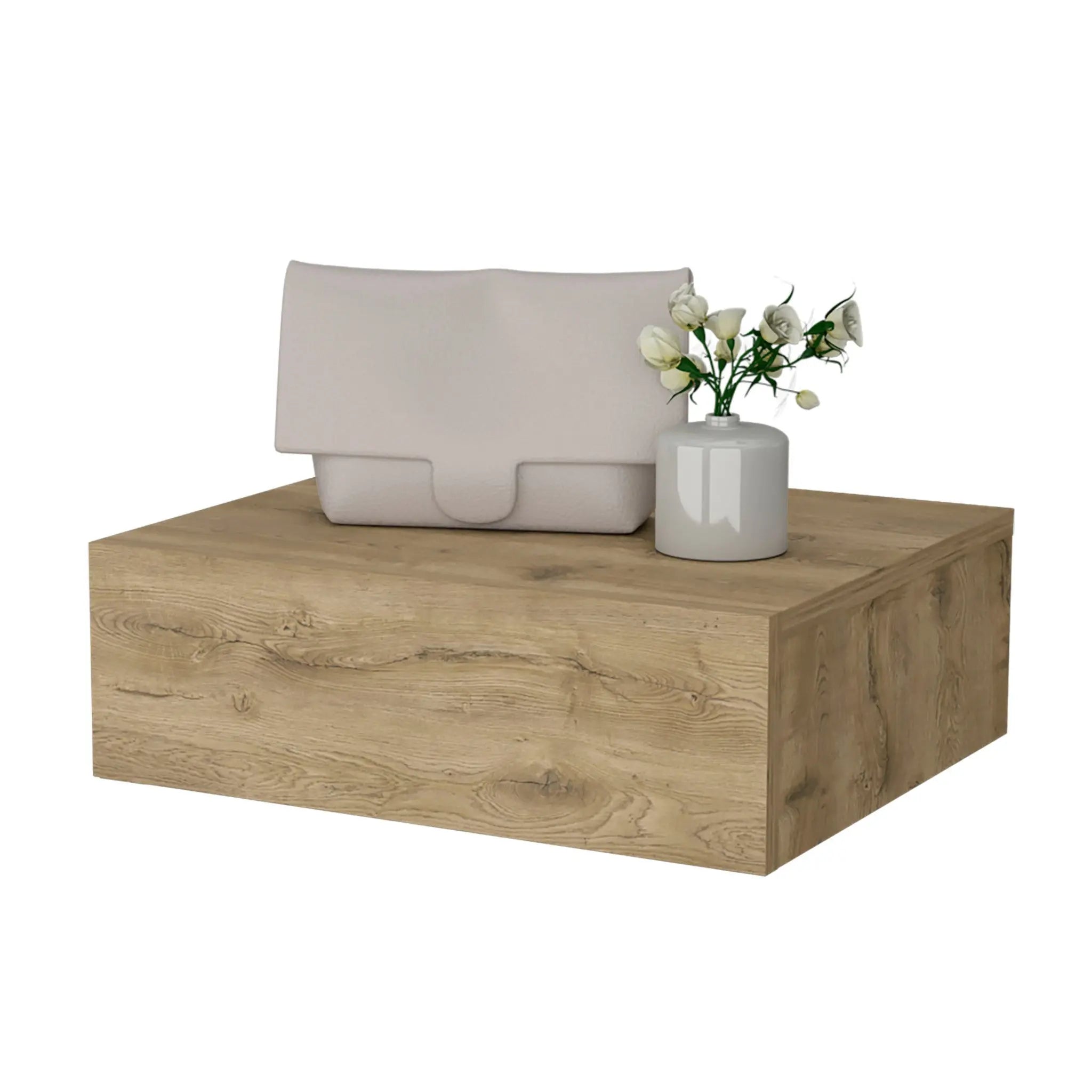 5" Beige Wood One Drawer Floating Nightstand - GreatEagleInc