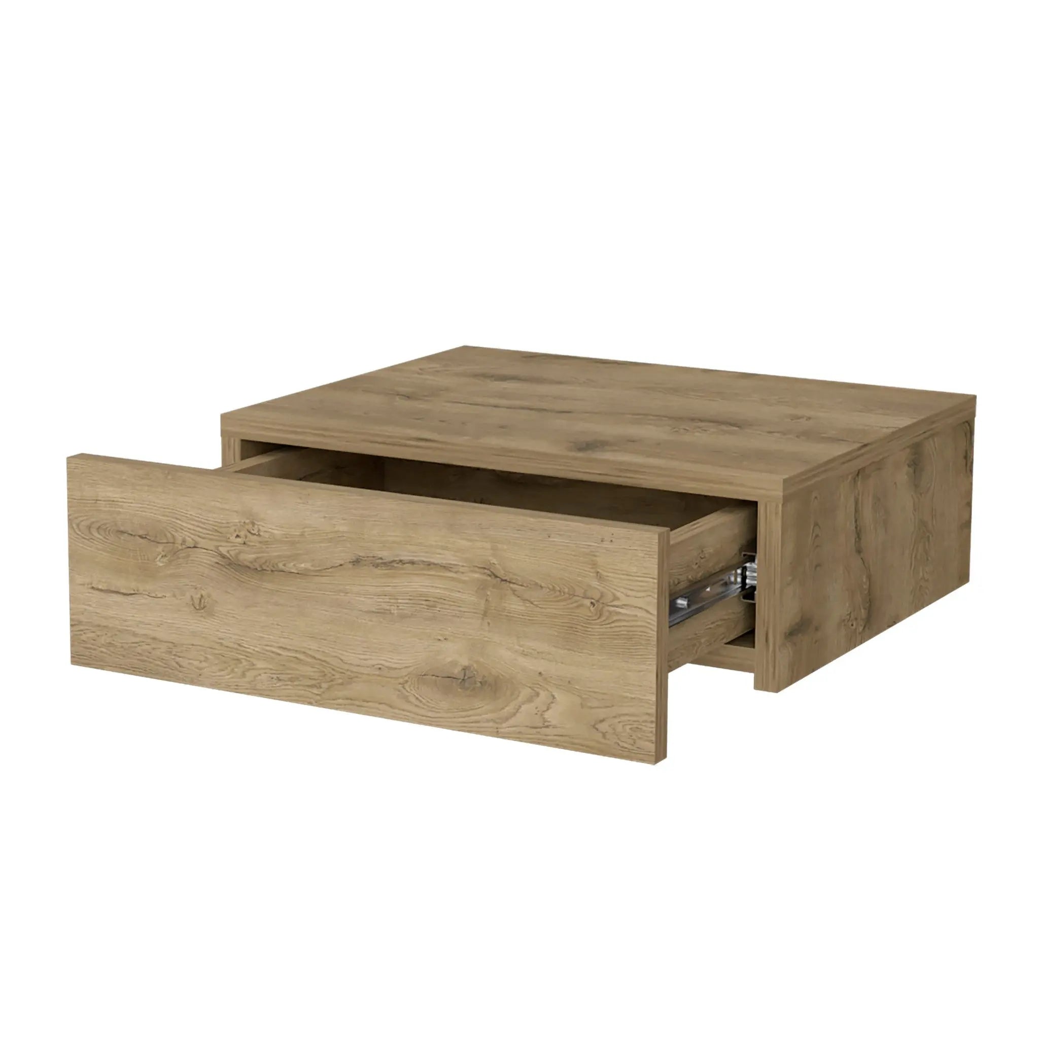 16" Beige Wood One Drawer Floating Nightstand Homeroots Bed & Bath
