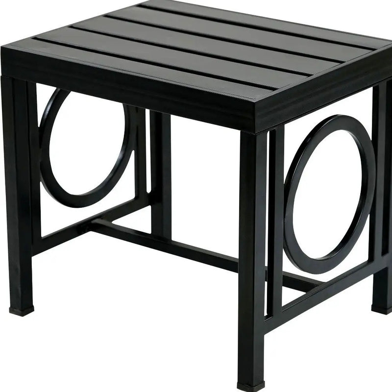 16" Black Aluminum Geo Slat Outdoor Side Table Homeroots Outdoor