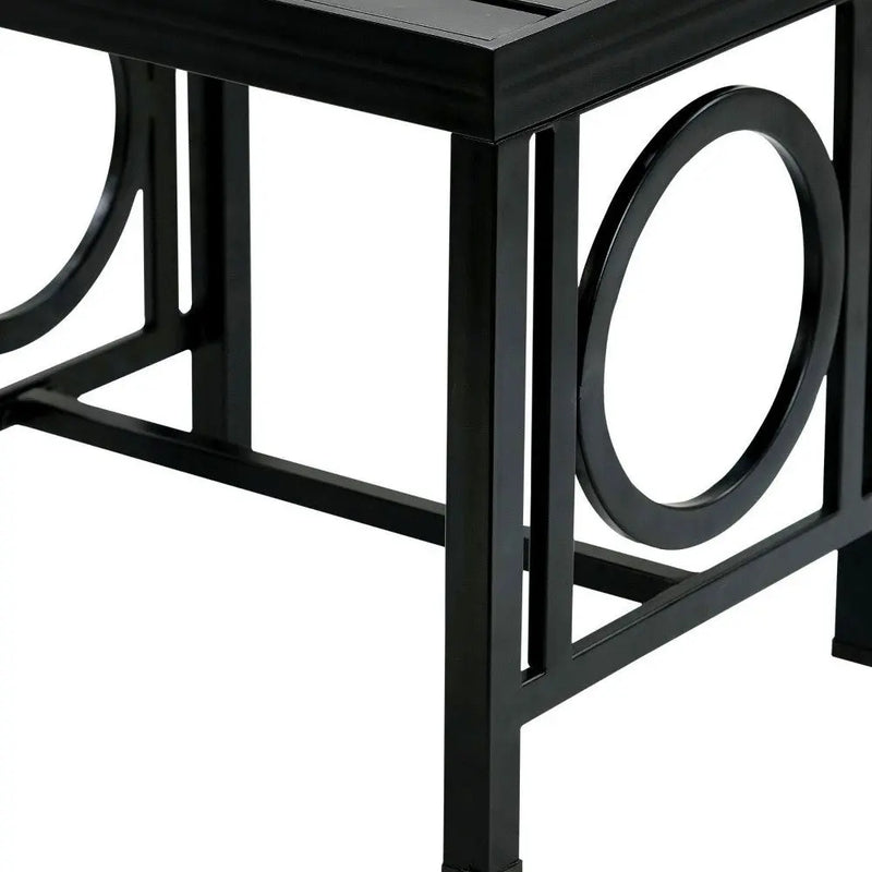 16" Black Aluminum Geo Slat Outdoor Side Table Homeroots Outdoor