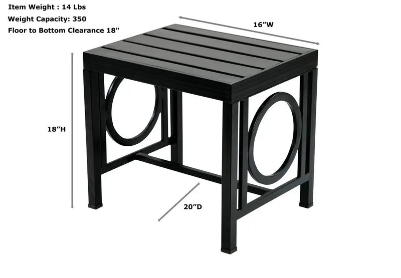 16" Black Aluminum Geo Slat Outdoor Side Table Homeroots Outdoor