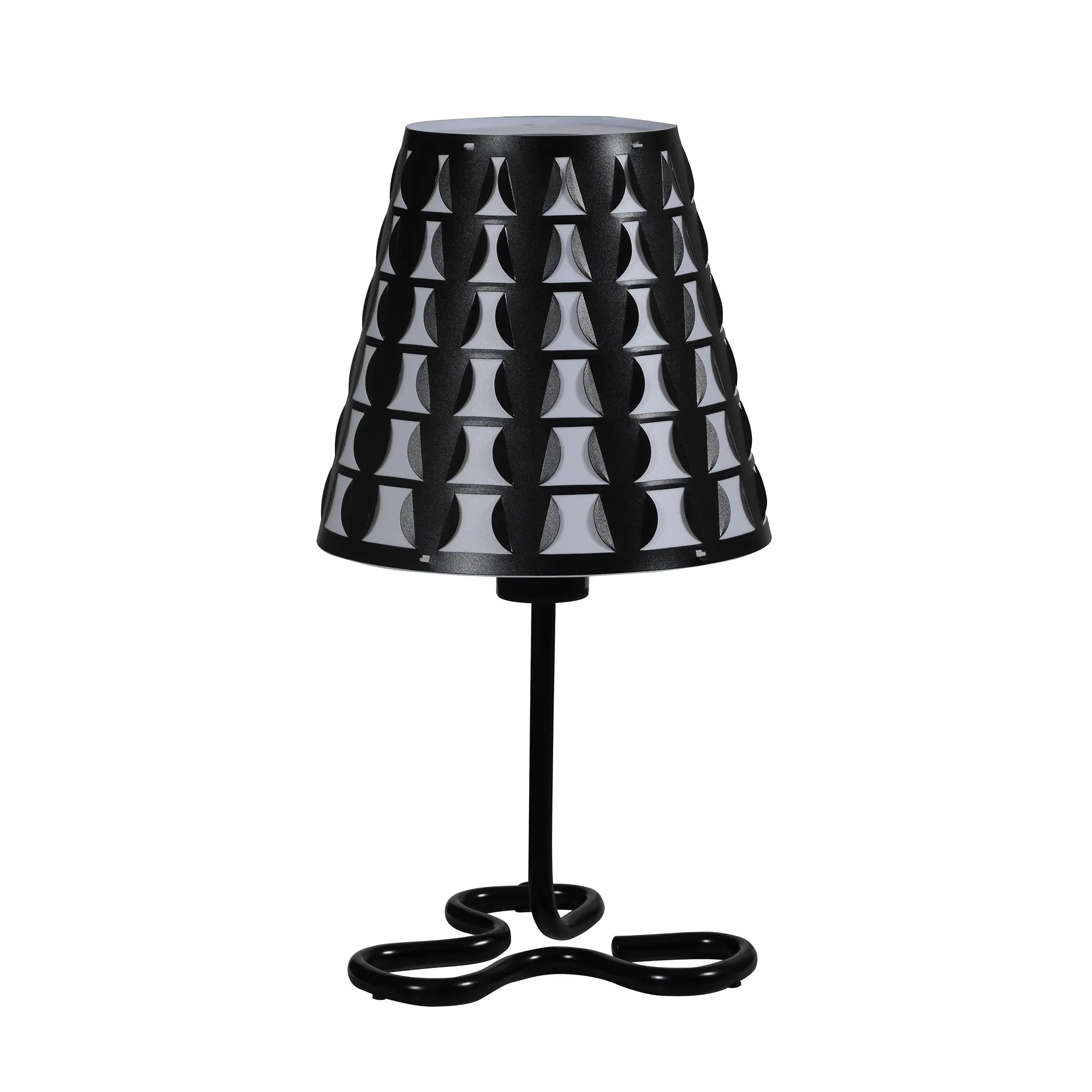 16" Black Bedside Table Lamp With Black And White Polka Dots Empire Shade Homeroots Lighting