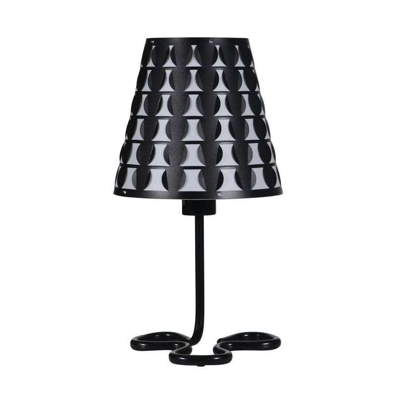 16" Black Bedside Table Lamp With Black And White Polka Dots Empire Shade Homeroots Lighting