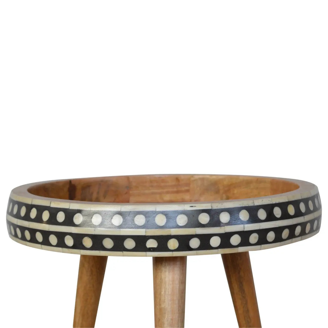 16" Black Brown and Off White Solid Wood End Table Homeroots Living Room