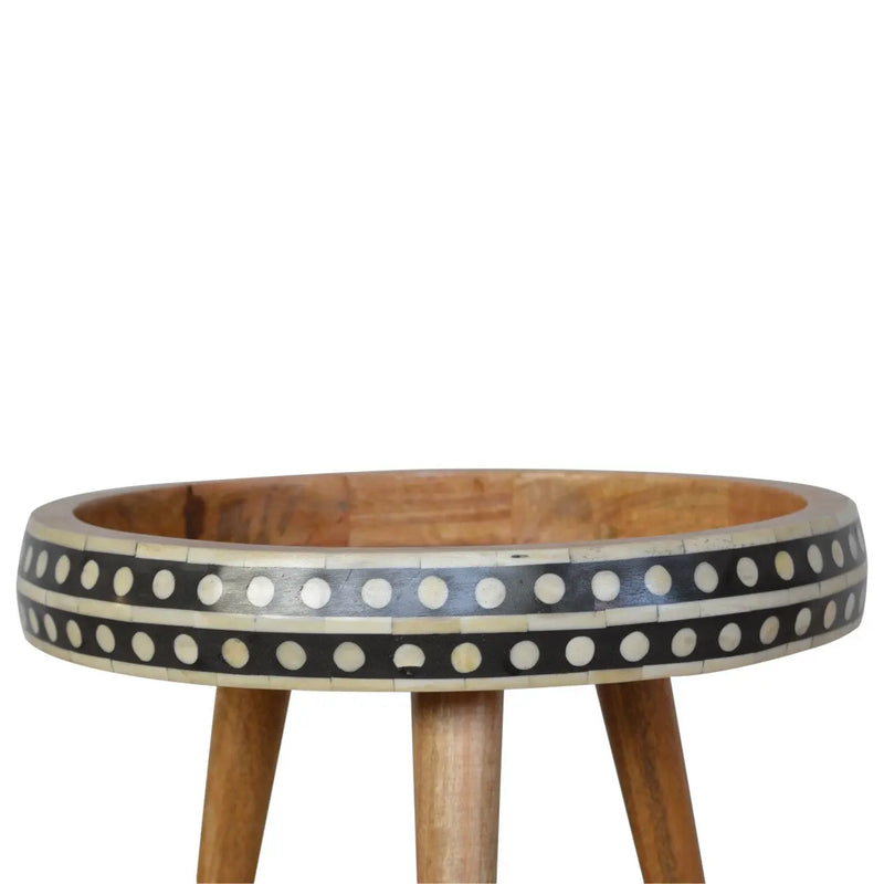 16" Black Brown and Off White Solid Wood End Table Homeroots Living Room
