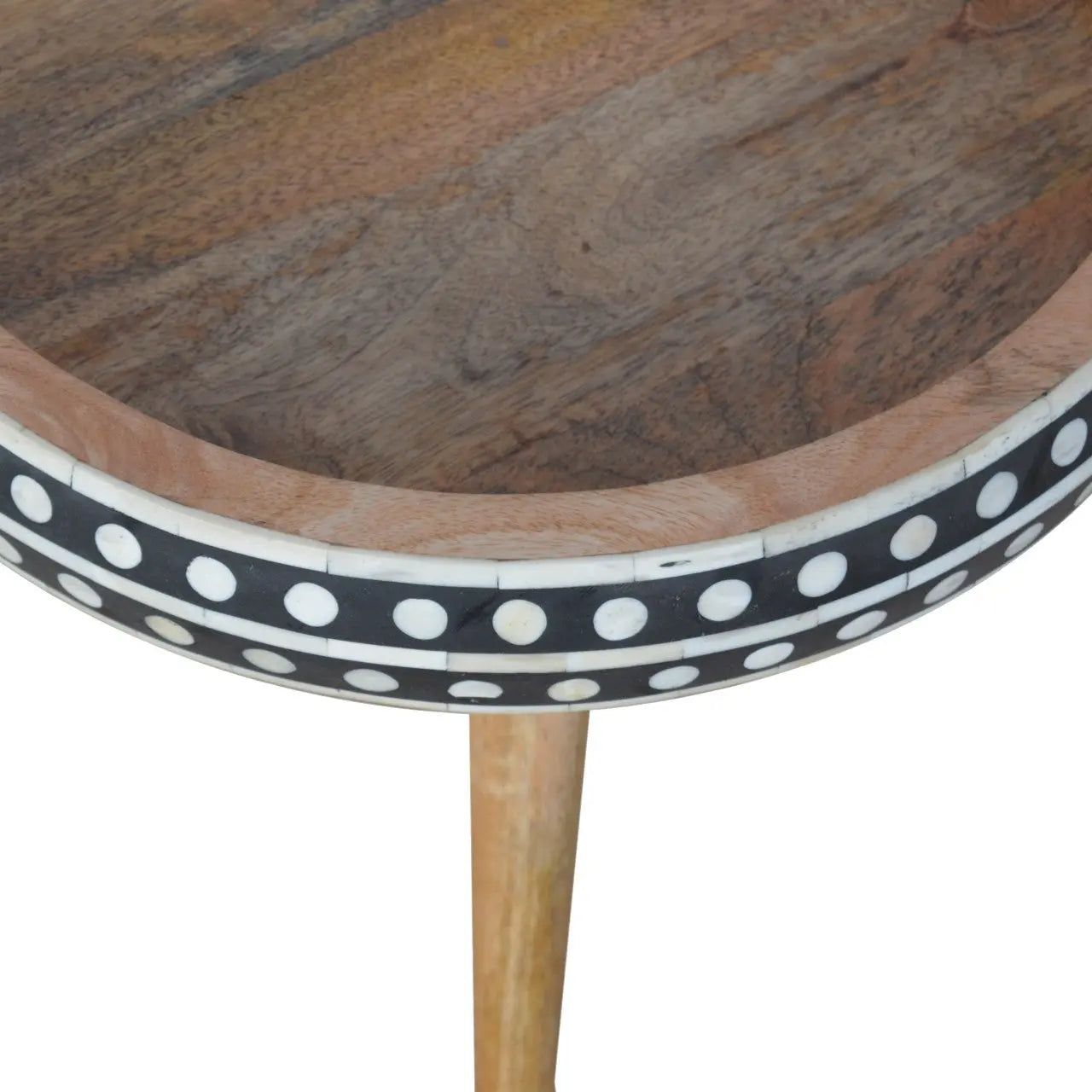 16" Black Brown and Off White Solid Wood End Table Homeroots Living Room