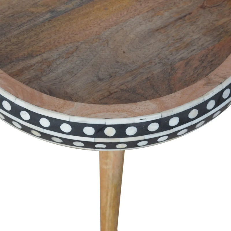 16" Black Brown and Off White Solid Wood End Table Homeroots Living Room