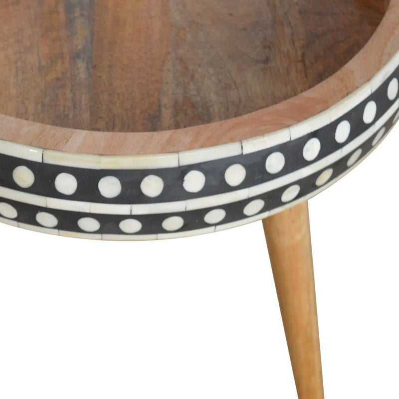 16" Black Brown and Off White Solid Wood End Table Homeroots Living Room