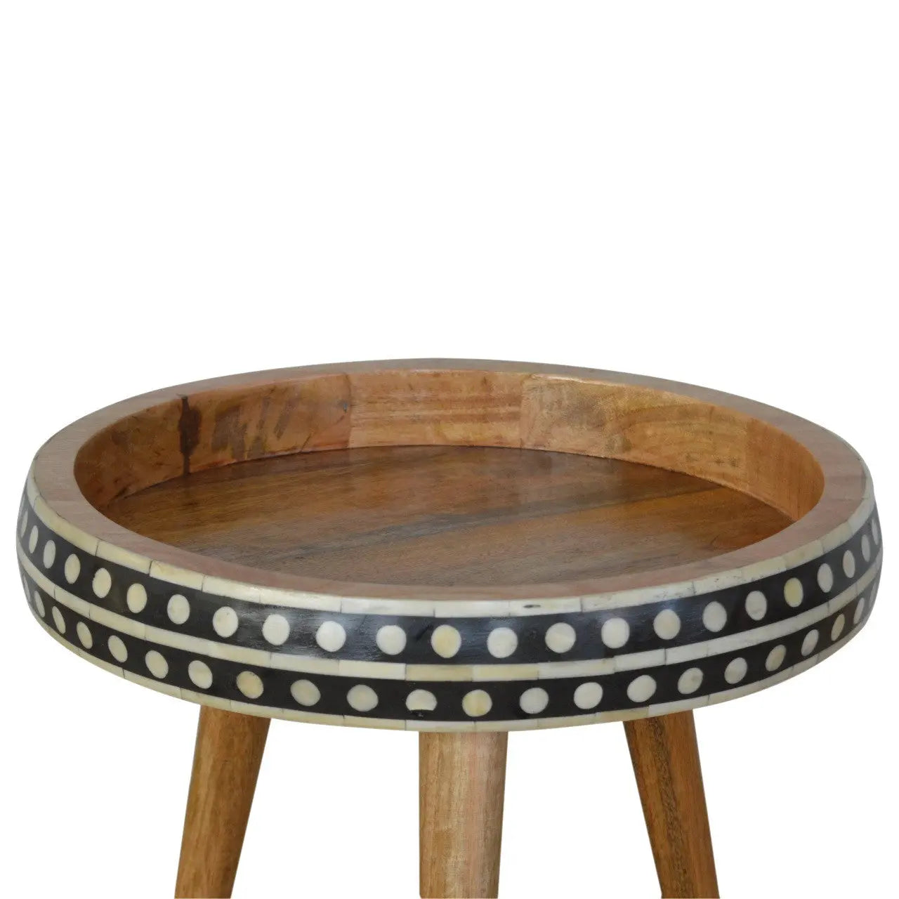 16" Black Brown and Off White Solid Wood End Table Homeroots Living Room