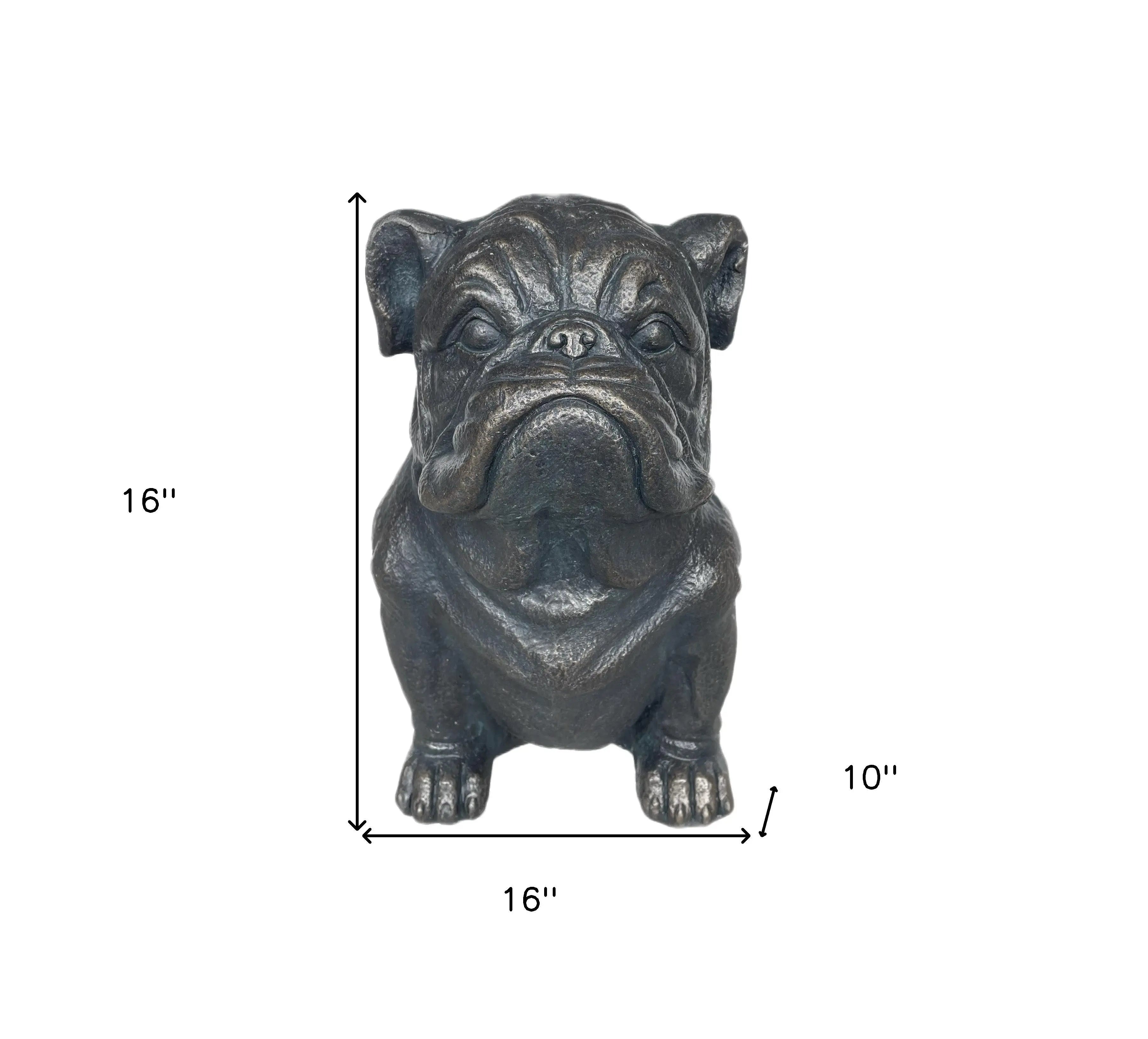 16" Black Polyresin Dog Outdoor Statue Homeroots Outdoor