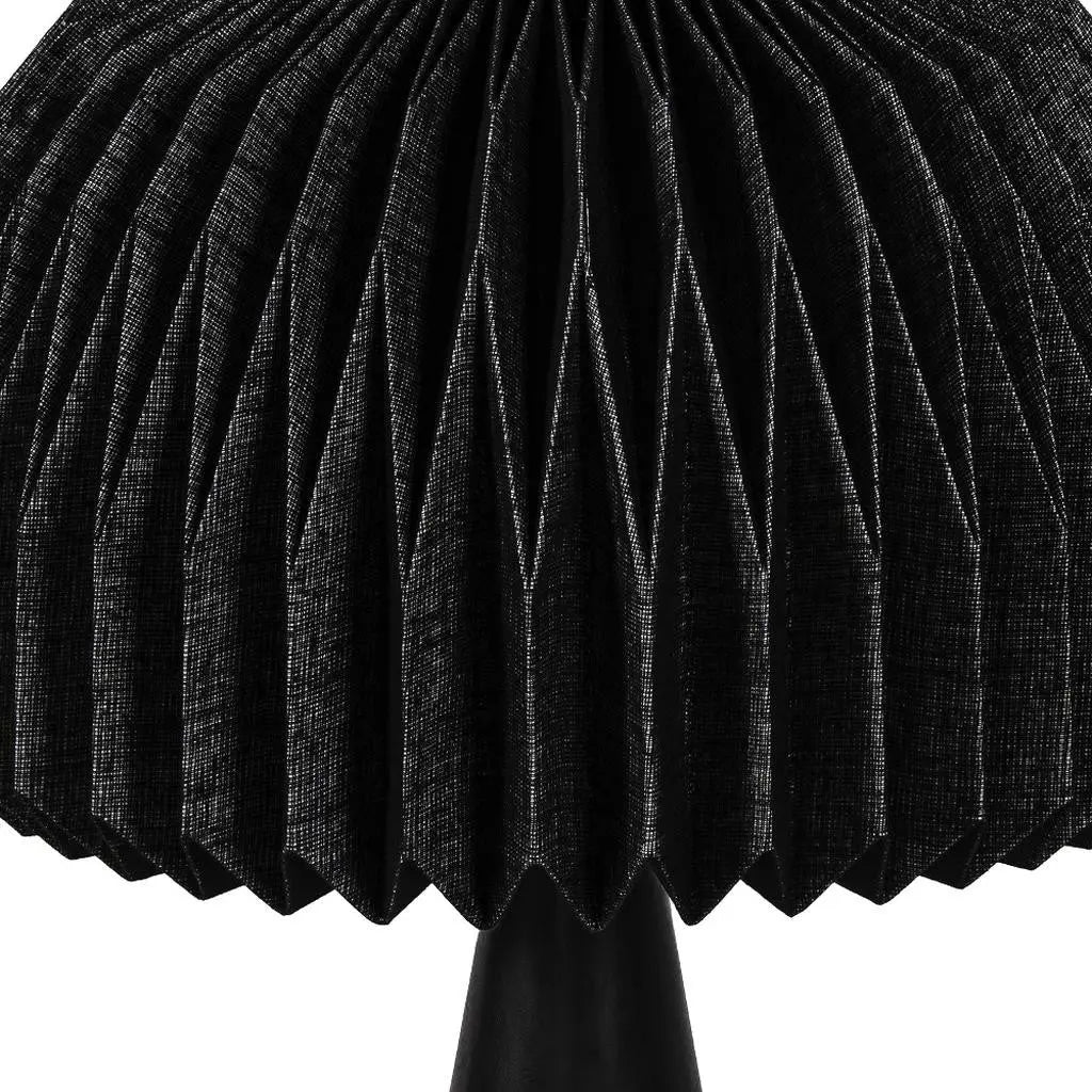 16" Black Ribbed Geometric Bedside Lamp With Dome Shade Homeroots Lighting