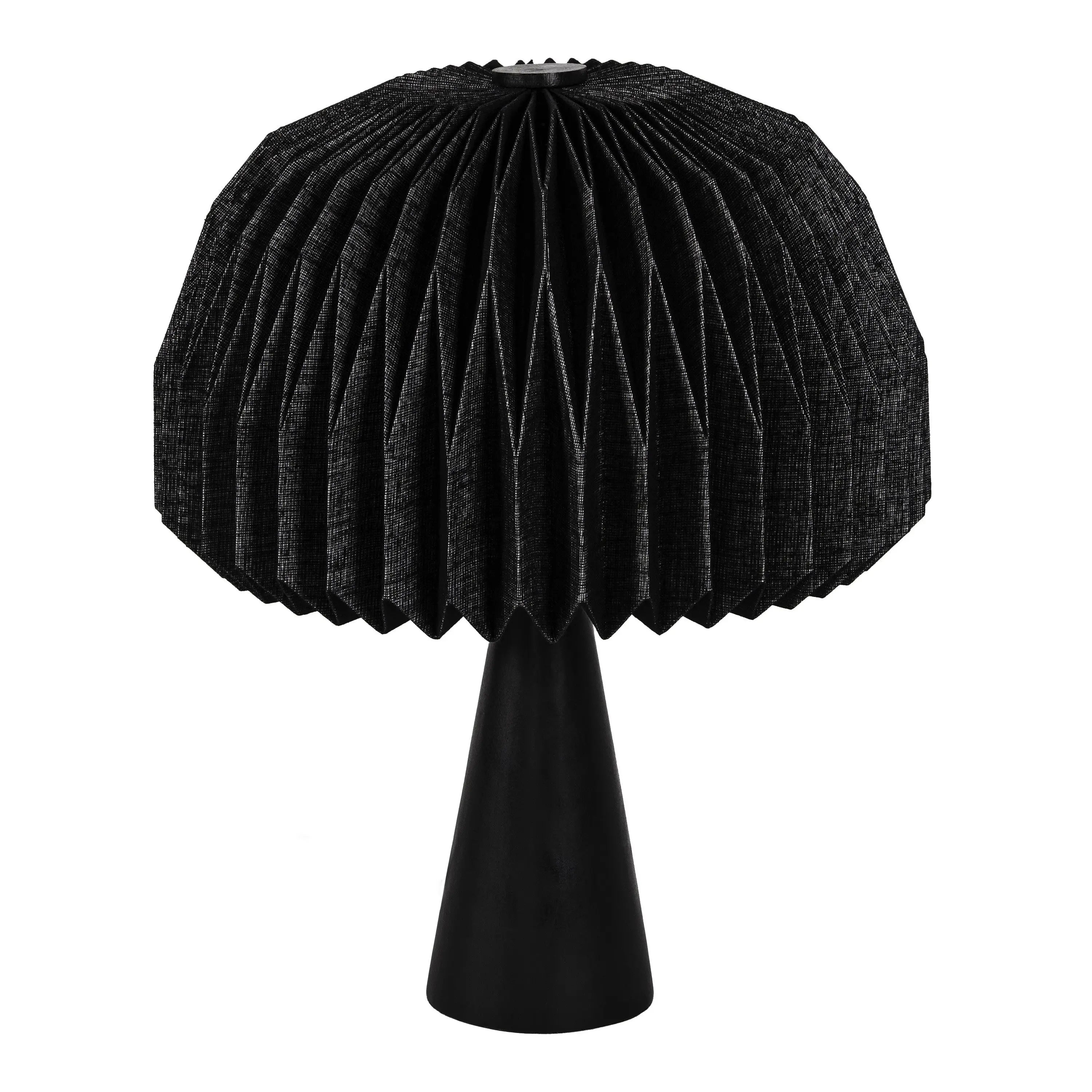 16" Black Ribbed Geometric Bedside Lamp With Dome Shade Homeroots Lighting