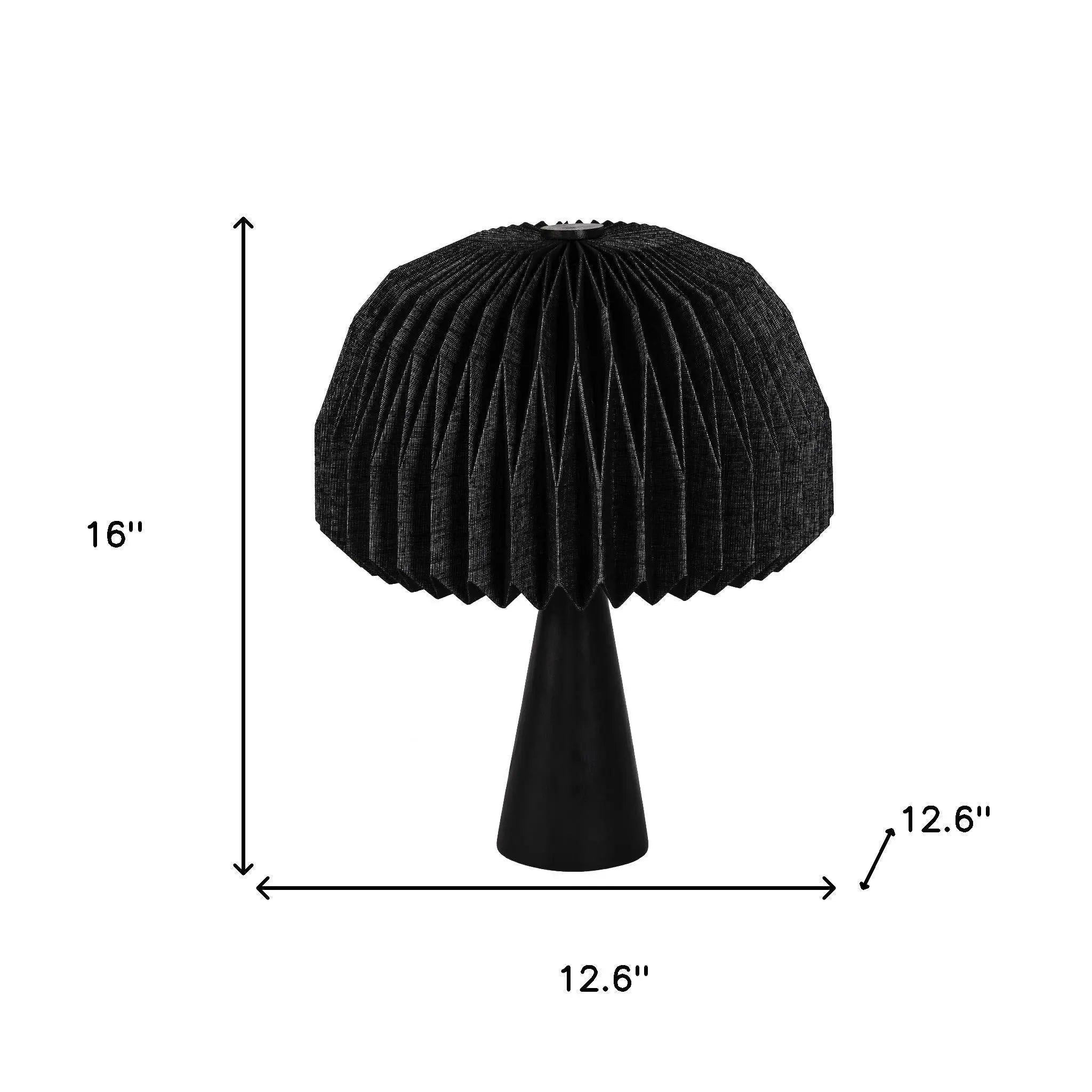 16" Black Ribbed Geometric Bedside Lamp With Dome Shade Homeroots Lighting