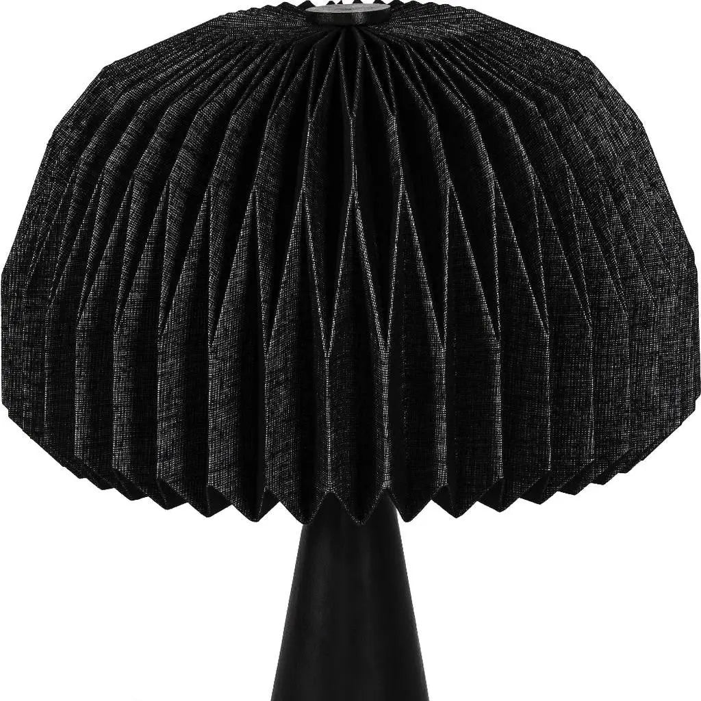 16" Black Ribbed Geometric Bedside Lamp With Dome Shade Homeroots Lighting