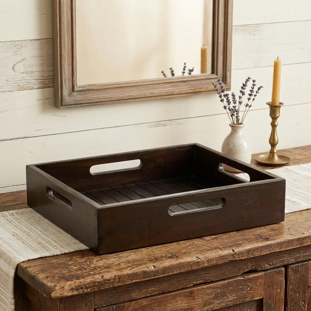 16" Black Solid Wood Organizing Box Homeroots Office