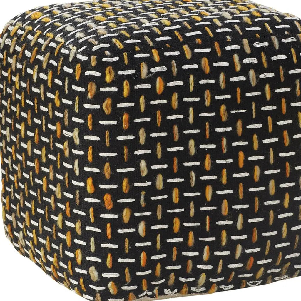16" Black Upholstery Geometric Pouf Ottoman Homeroots Living Room
