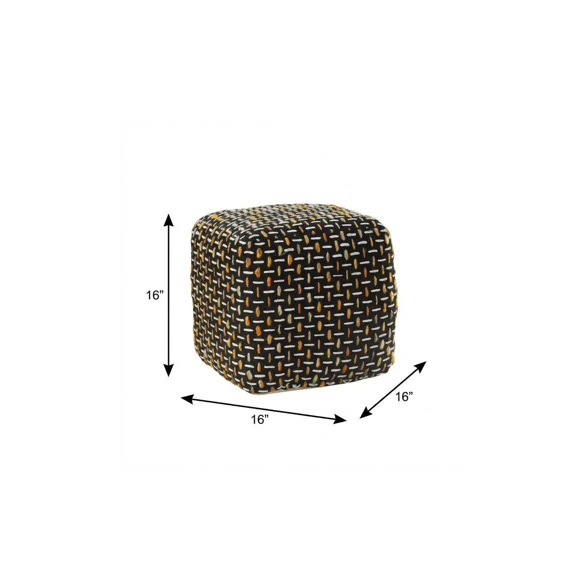 16" Black Upholstery Geometric Pouf Ottoman Homeroots Living Room