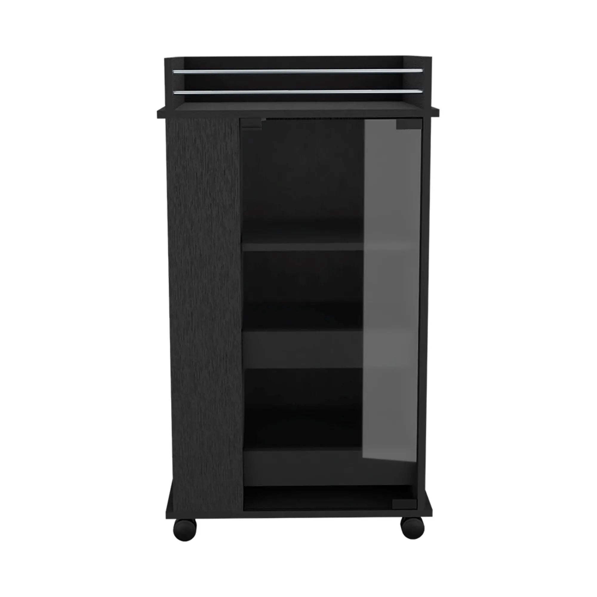 16" Black Wood Bar Cart Homeroots Kitchen & Dining