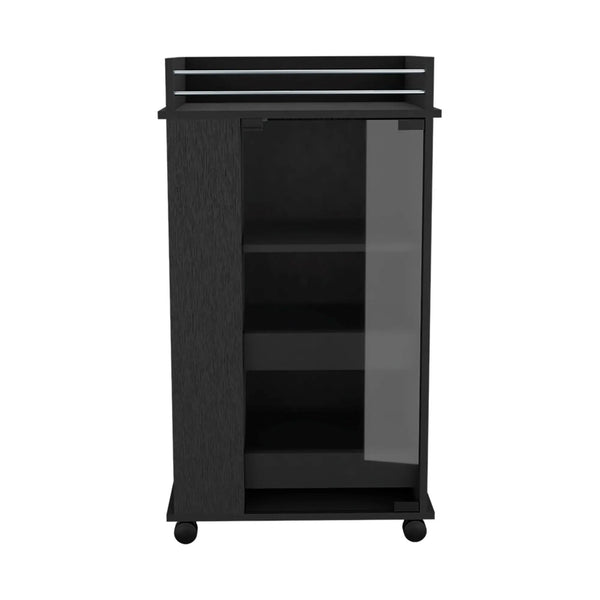 16" Black Wood Bar Cart Homeroots Kitchen & Dining