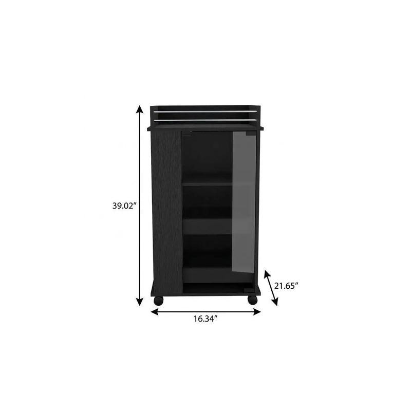 16" Black Wood Bar Cart Homeroots Kitchen & Dining