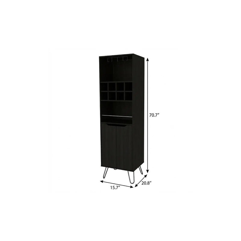 16" Black Wood Bar Cart Homeroots Kitchen & Dining