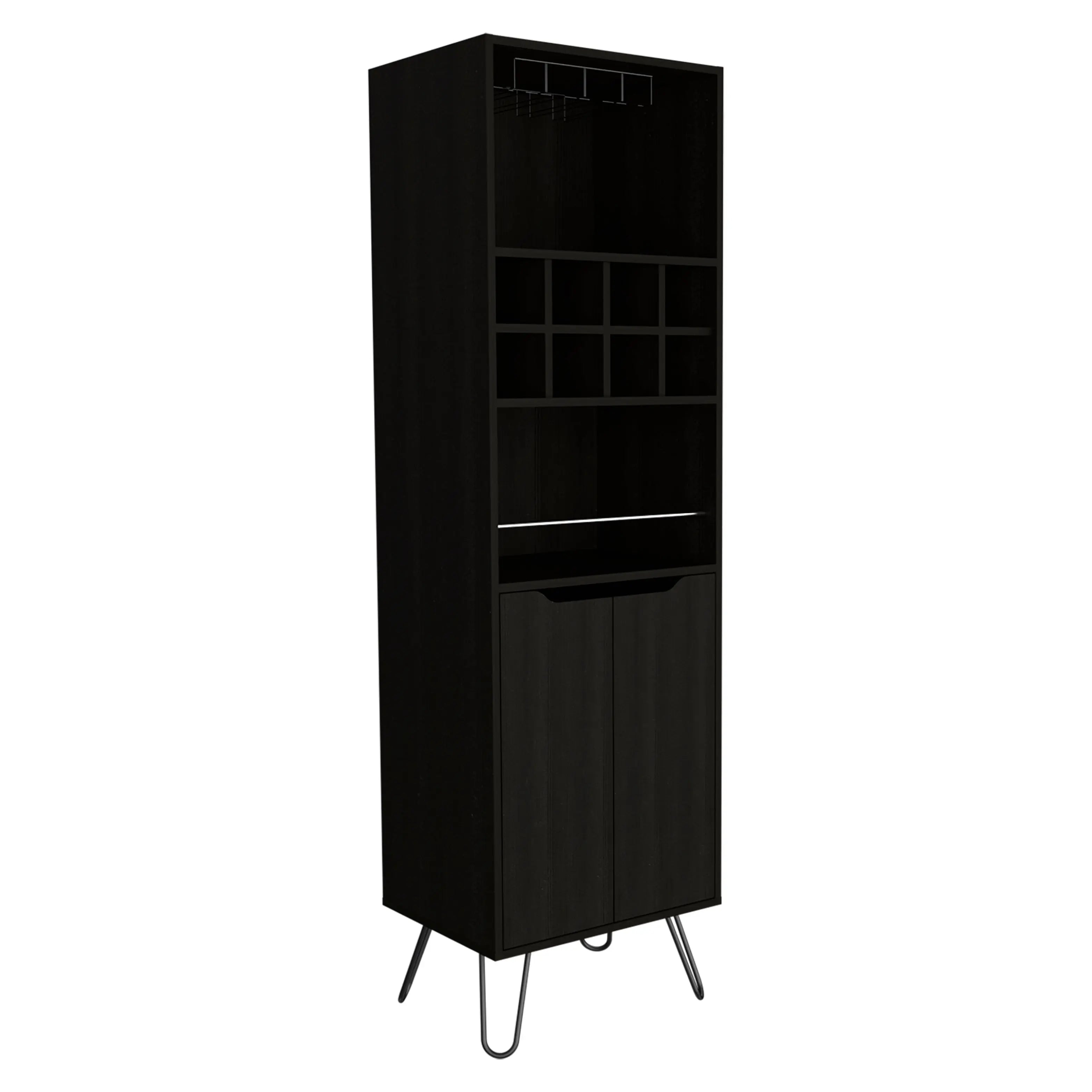 16" Black Wood Bar Cart Homeroots Kitchen & Dining