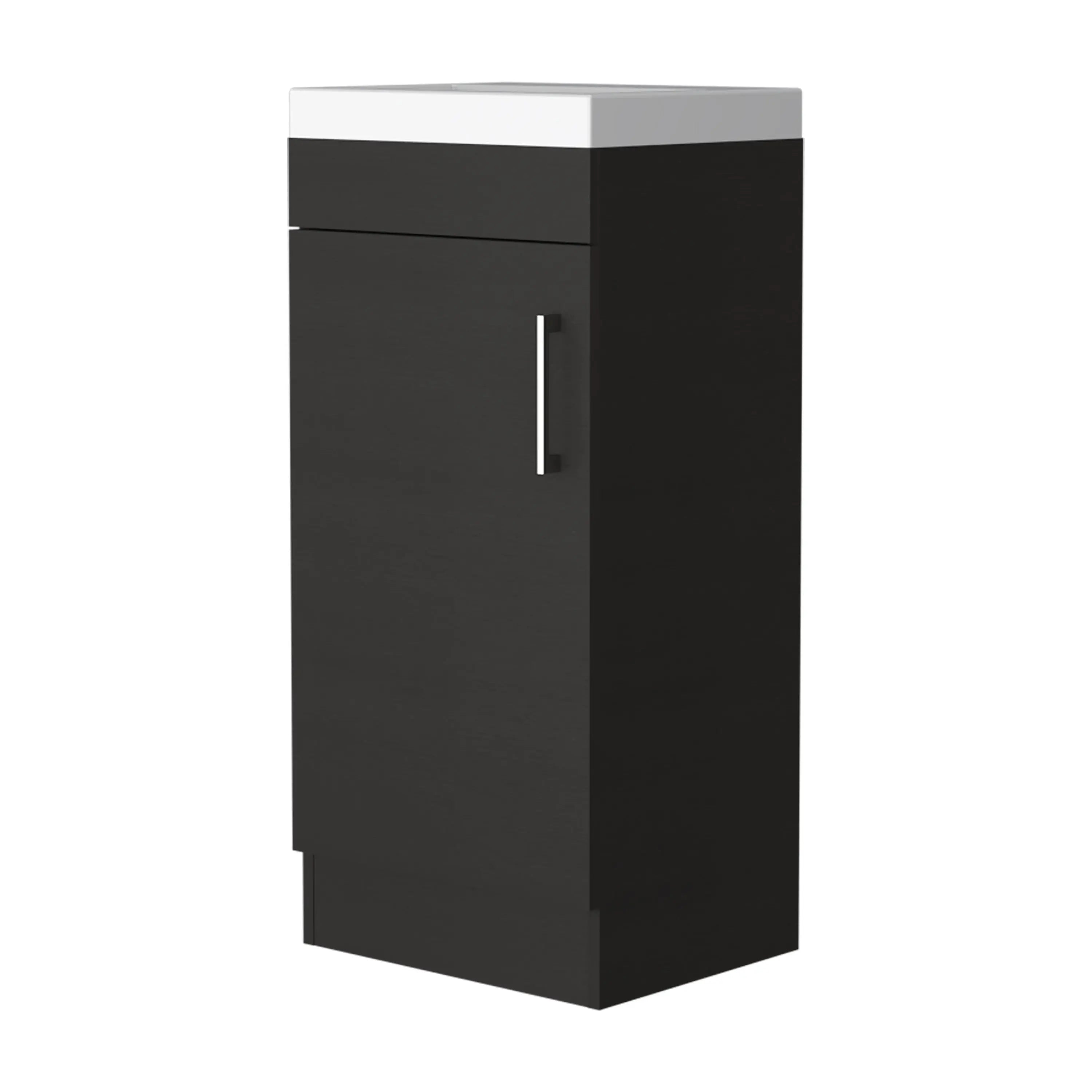 16" Black Wood Freestanding Single Door Bathroom Vanity With White Sink Homeroots Bed & Bath
