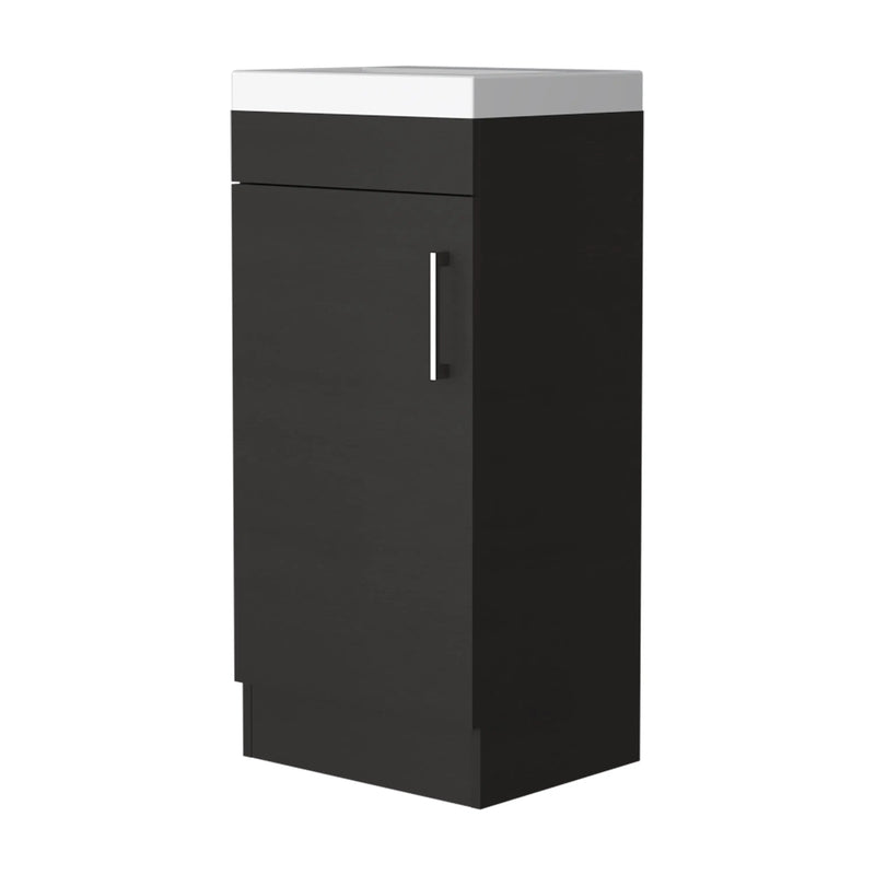 16" Black Wood Freestanding Single Door Bathroom Vanity With White Sink Homeroots Bed & Bath