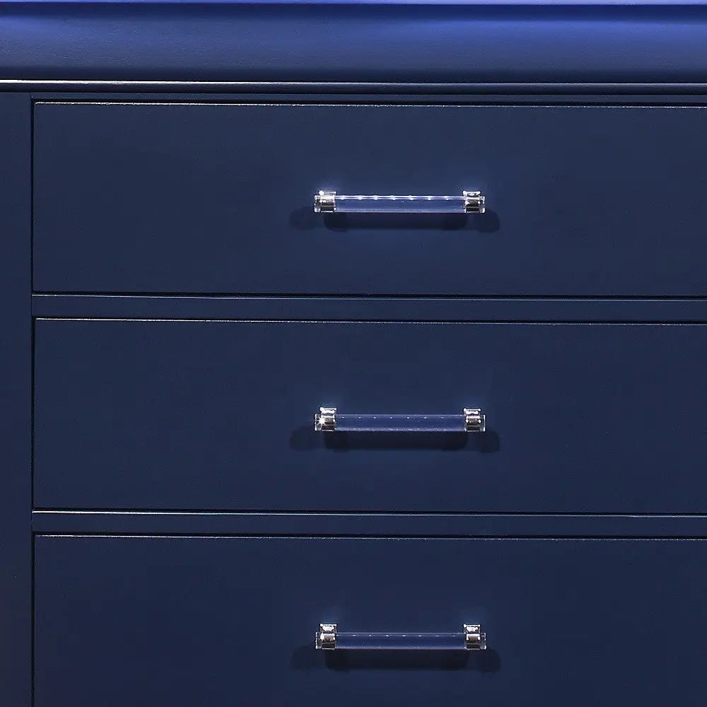 16" Blue Solid Wood Five Drawer Chest With LED Lighting - GreatEagleInc