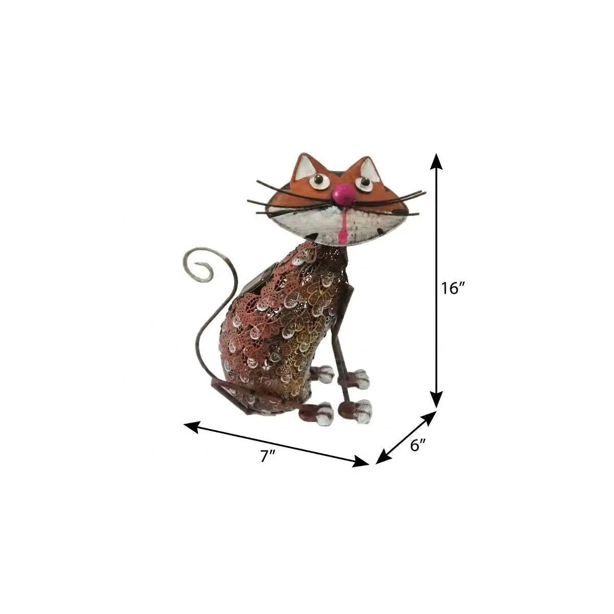 16" Brown Metal LED lights Cats Garden Accents Accessories Homeroots Outdoor
