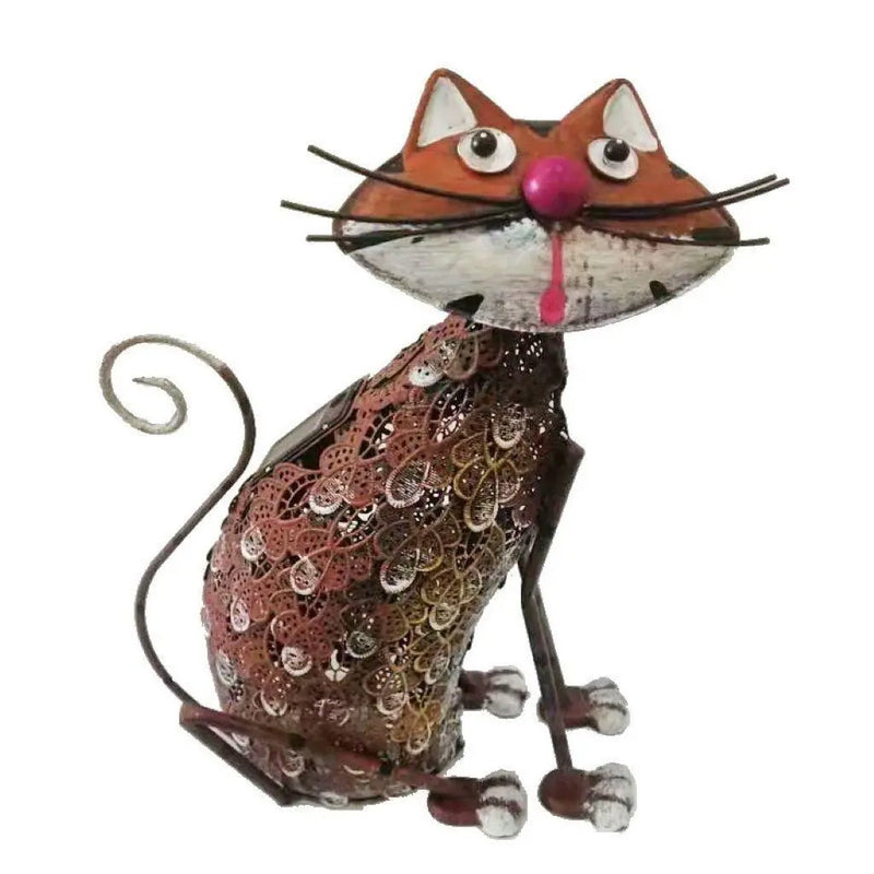 16" Brown Metal LED lights Cats Garden Accents Accessories Homeroots Outdoor